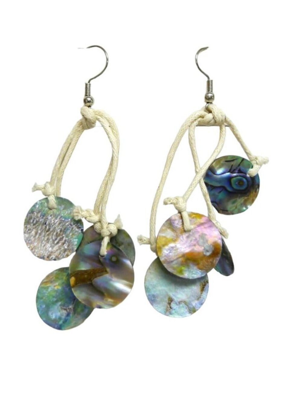 Alissa abalone discs waterfall cord earrings
